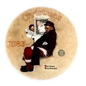Vtg Santa in the Subway 1983 Edwin M. Knowles Norman Rockwell Collectible Plate